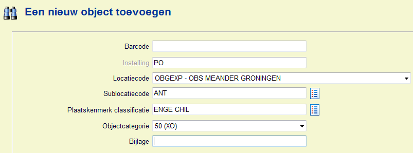 7. Koppelen van overige materialen *Engelse boeken worden als volgt gekoppeld: Een Engels leesboek wordt als volgt ingedeeld: Objectcategorie = XO De sublocatie is ANT (Ander talen) Bij plaatskenmerk