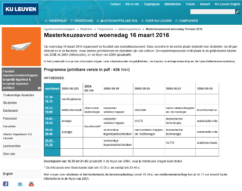 Infosessie 3 de Bachelor Graag uw masterkeuze doorgeven via