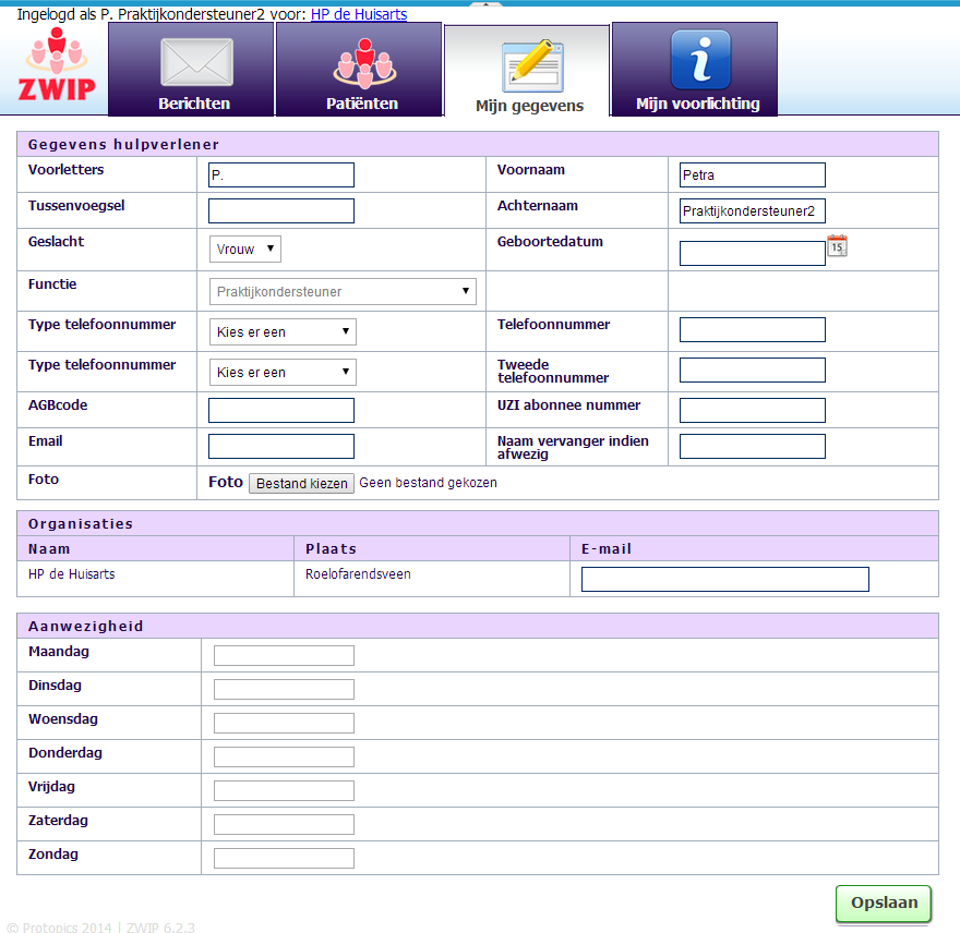 Mijn gegevens In dit tabblad vindt u uw gegevens zoals deze door u zijn ingevuld.