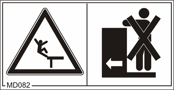 Algemene veiligheidsinstructies MD 080 Gevaar voor bekneld raken van het bovenlichaam binnen het zwenkbereik van de dissel door plotselinge stuurbewegingen!