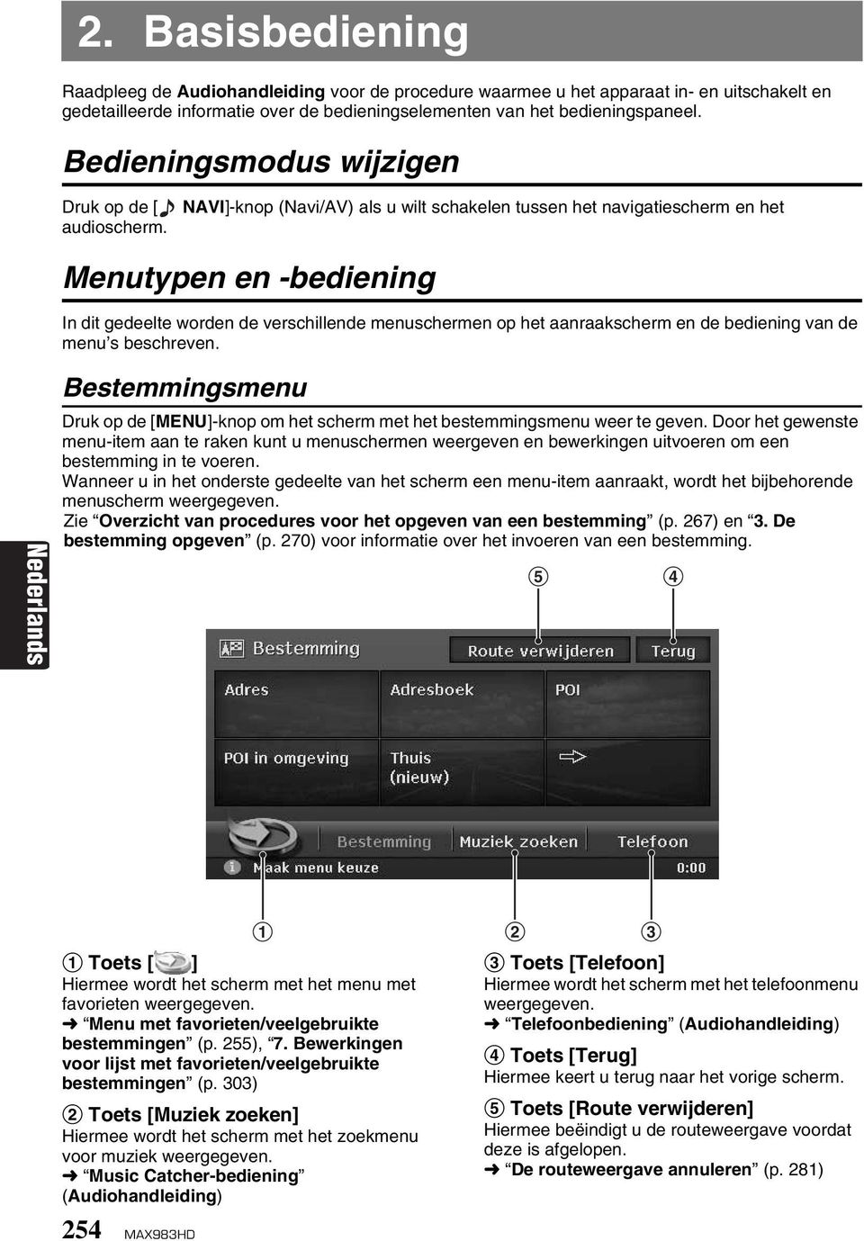 Menutypen en -bediening In dit gedeelte worden de verschillende menuschermen op het aanraakscherm en de bediening van de menu s beschreven.