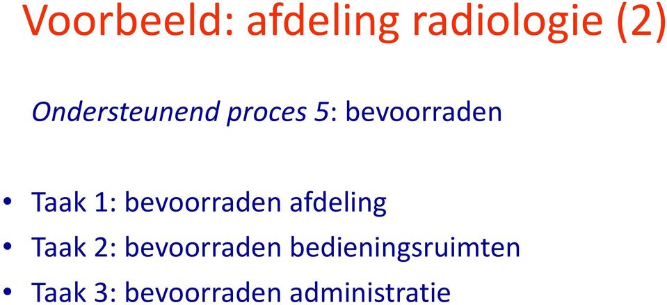 1: bevoorraden afdeling Taak 2: