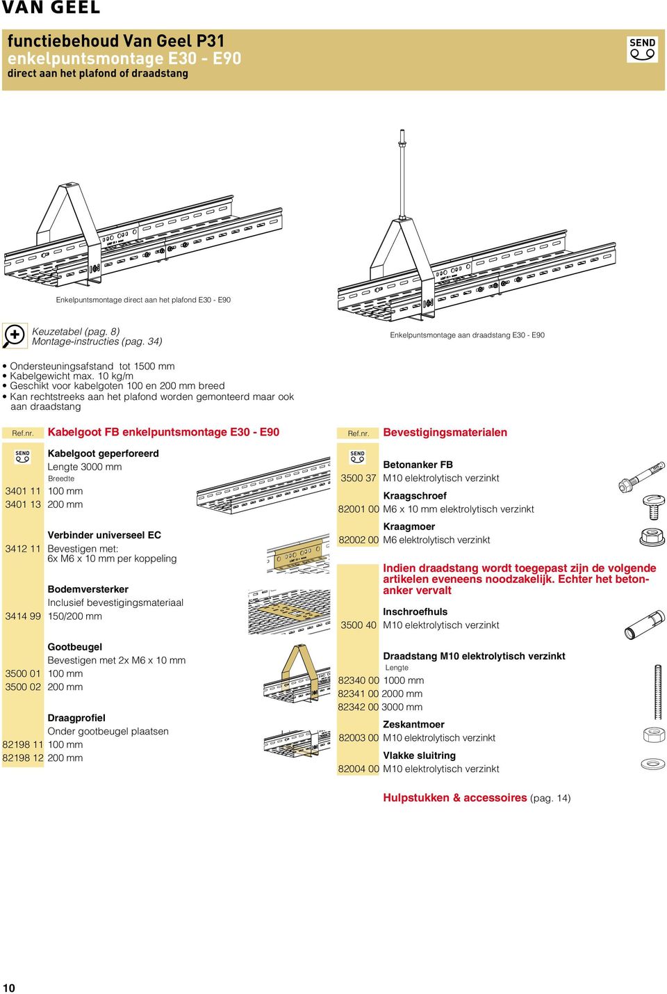 mm Verbinder universeel EC 3412 11 Bevestigen met: 6x M6 x 10 mm per koppeling Bodemversterker Inclusief bevestigingsmateriaal 3414 99 150/200 mm Gootbeugel Bevestigen met 2x M6 x 10 mm 3500 01 100