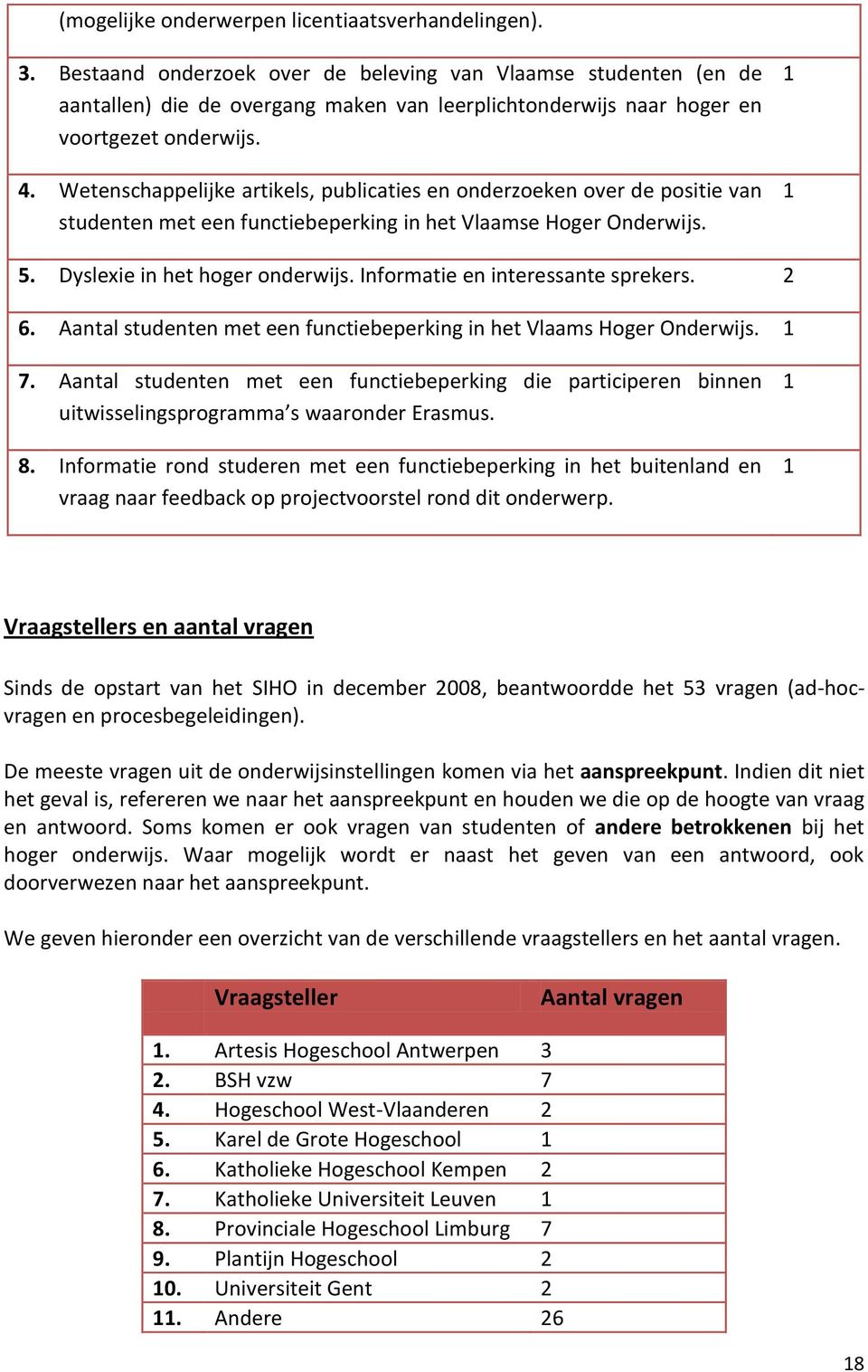 Wetenschappelijke artikels, publicaties en onderzoeken over de positie van studenten met een functiebeperking in het Vlaamse Hoger Onderwijs. 5. Dyslexie in het hoger onderwijs.