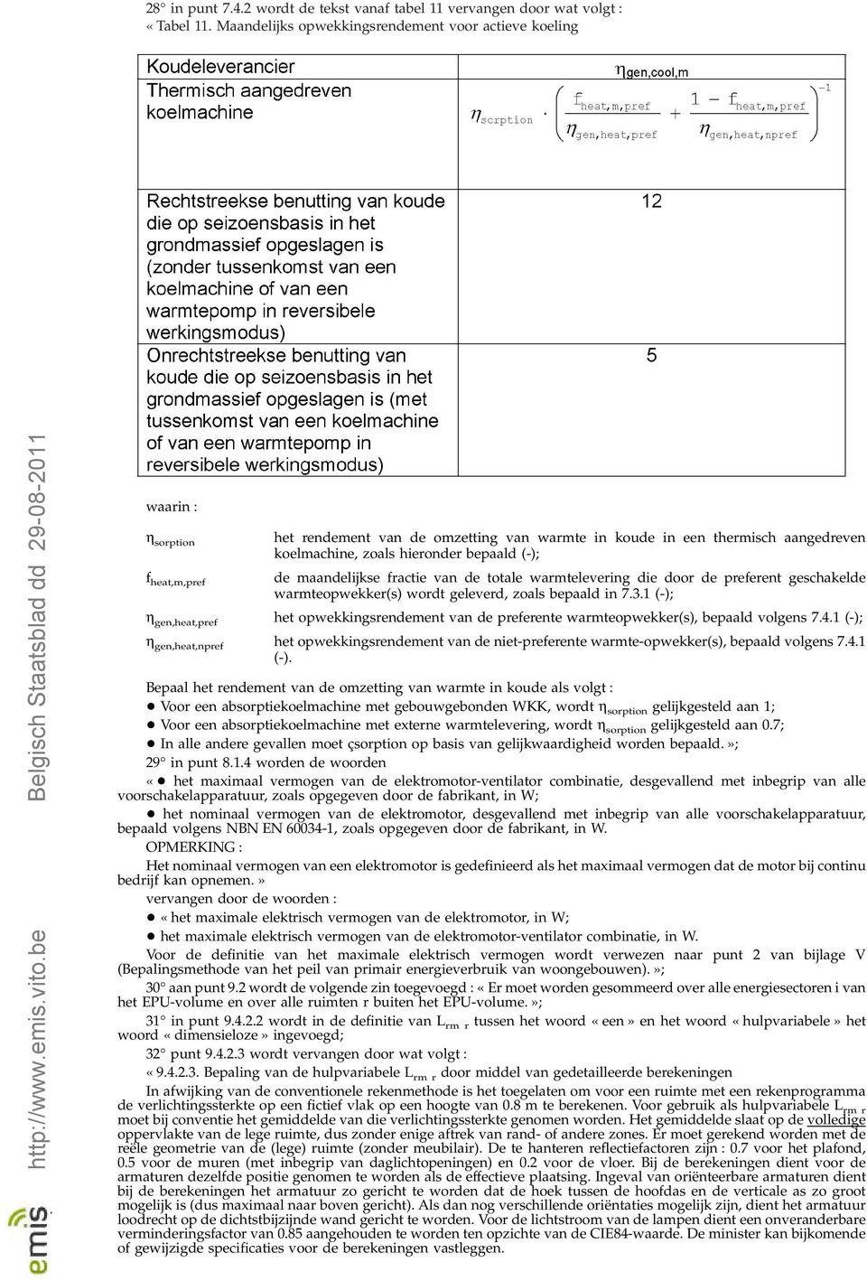 bepaald (-); de maandelijkse fractie van de totale warmtelevering die door de preferent geschakelde warmteopwekker(s) wordt geleverd, zoals bepaald in 7.3.