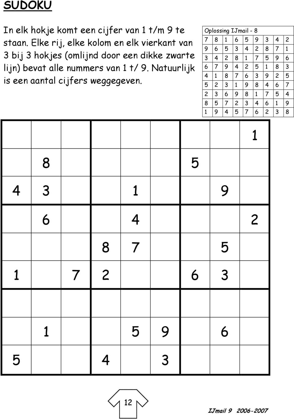 1 t/ 9. Natuurlijk is een aantal cijfers weggegeven.