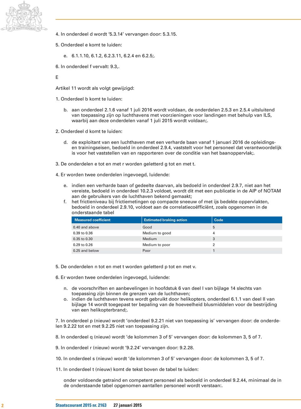 3 en 2.5.4 uitsluitend van toepassing zijn op luchthavens met voorzieningen voor landingen met behulp van ILS, waarbij aan deze onderdelen vanaf 1 juli 2015 wordt voldaan;. 2. Onderdeel d komt te luiden: d.