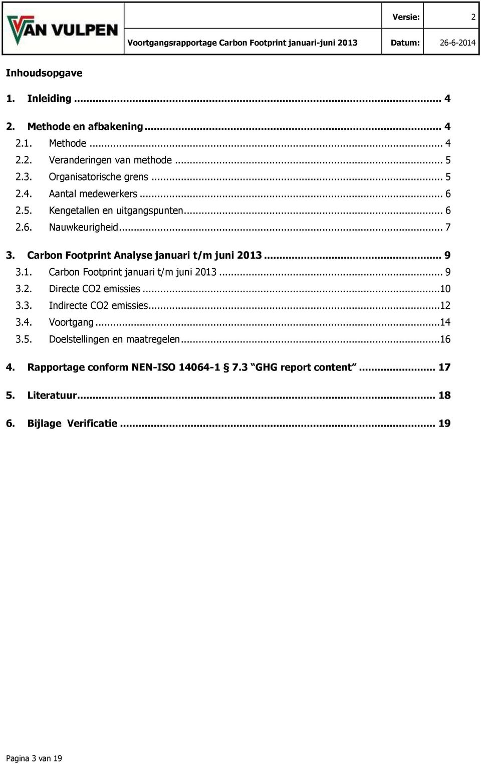 ... 9 3.1. Carbon Footprint januari t/m juni 2013... 9 3.2. Directe CO2 emissies...10 3.3. Indirecte CO2 emissies...12 3.4. Voortgang...14 3.5.