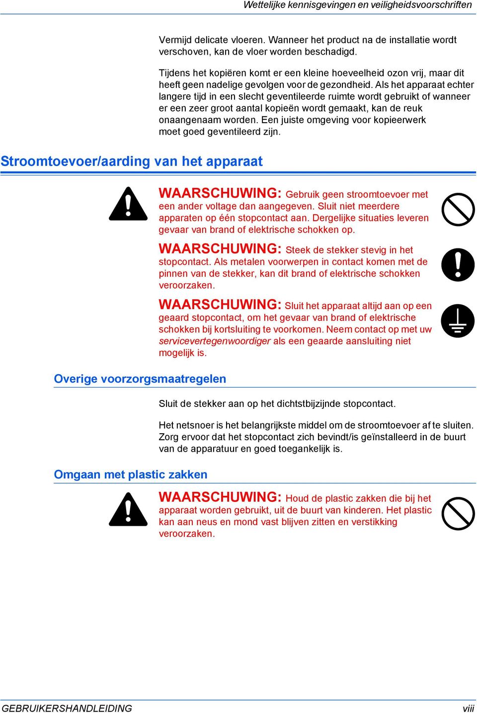 Tijdens het kopiëren komt er een kleine hoeveelheid ozon vrij, maar dit heeft geen nadelige gevolgen voor de gezondheid.