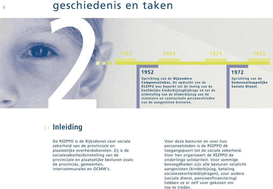 aangesloten besturen. 1972 1973 Oprichting van de Gemeenschappelijke Sociale Dienst. 2.