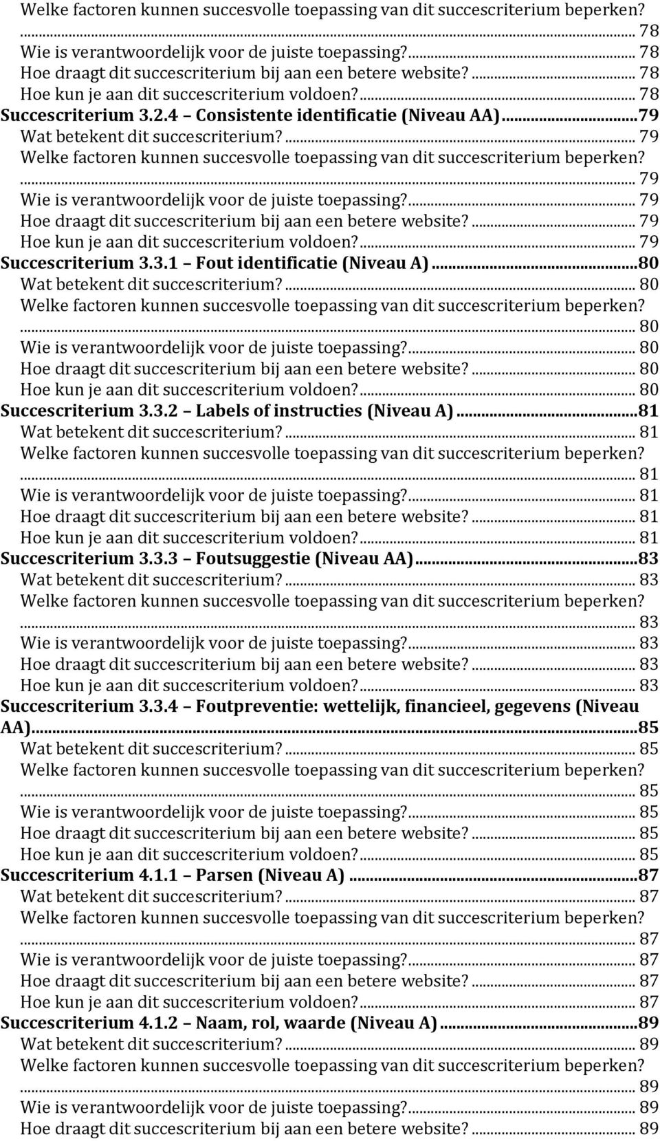 ... 79 Hoe draagt dit succescriterium bij aan een betere website?... 79 Hoe kun je aan dit succescriterium voldoen?... 79 Succescriterium 3.3.1 Fout identificatie (Niveau A).