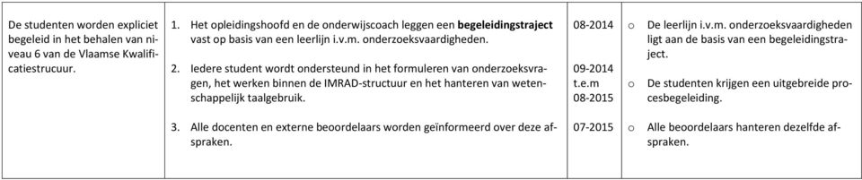 Iedere student wrdt ndersteund in het frmuleren van nderzeksvragen, het werken binnen de IMRAD-structuur en het hanteren van wetenschappelijk taalgebruik. 08-2014 09-2014 t.