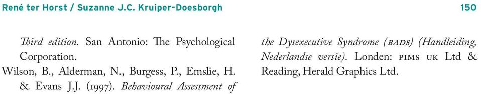 , Emslie, H. & Evans J.J. (1997).