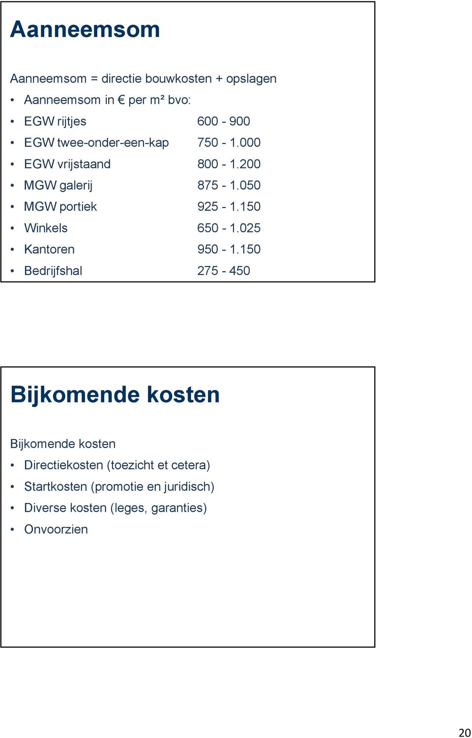 150 Winkels 650-1.025 Kantoren 950-1.