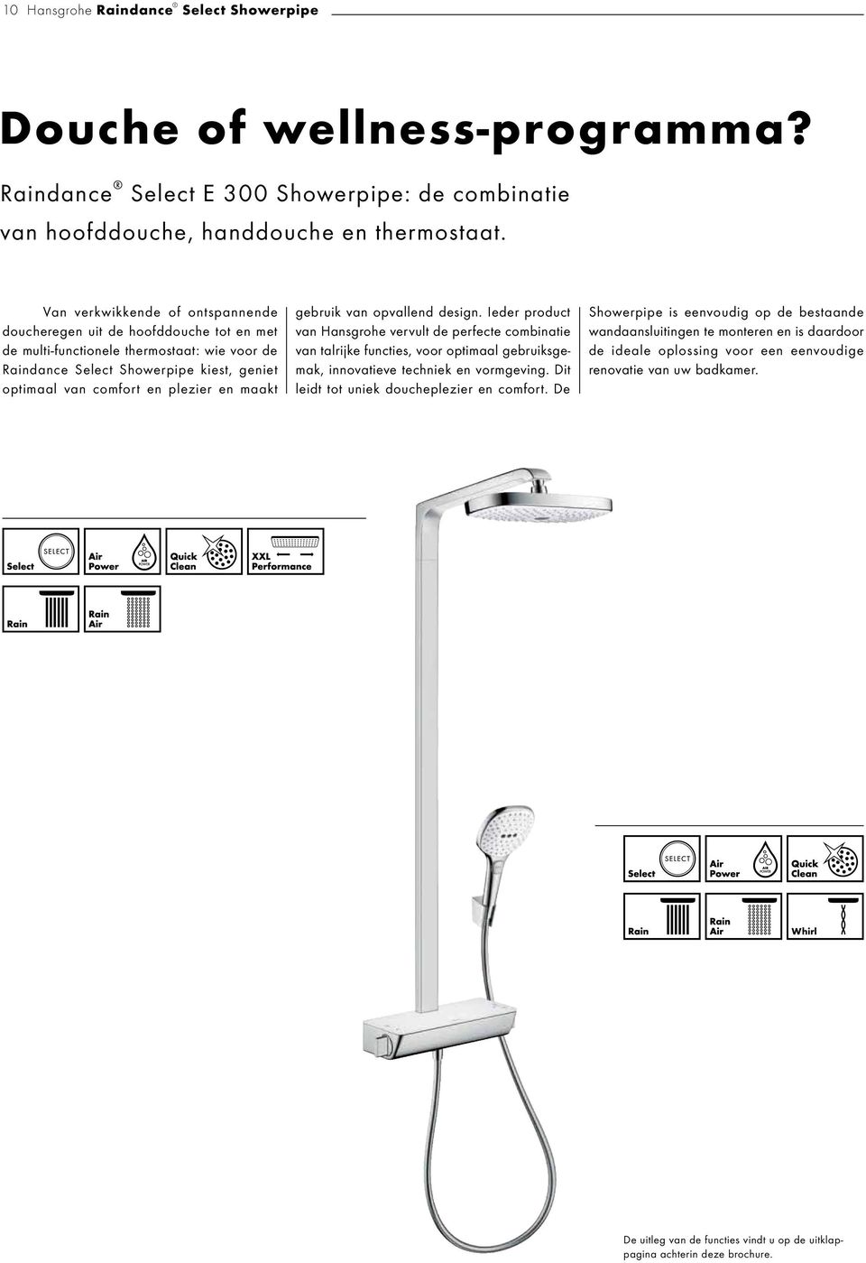 maakt gebruik van opvallend design. Ieder product van Hansgrohe vervult de perfecte combinatie van talrijke functies, voor optimaal gebruiksgemak, innovatieve techniek en vormgeving.