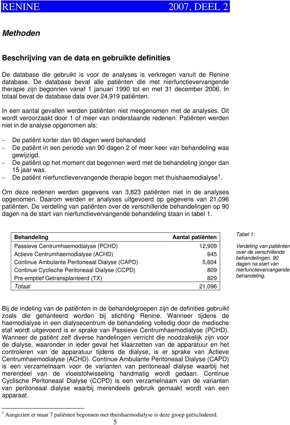 In een aantal gevallen werden patiënten niet meegenomen met de analyses. Dit wordt veroorzaakt door 1 of meer van onderstaande redenen.