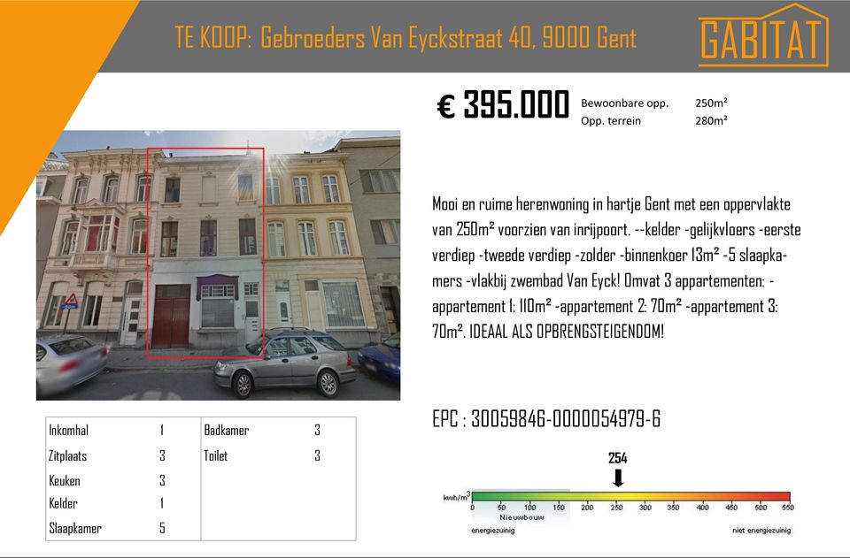 --kelder -gelijkvloers -eerste verdiep -tweede verdiep -zolder -binnenkoer 13m² -5 slaapkamers -vlakbij zwembad Van Eyck!