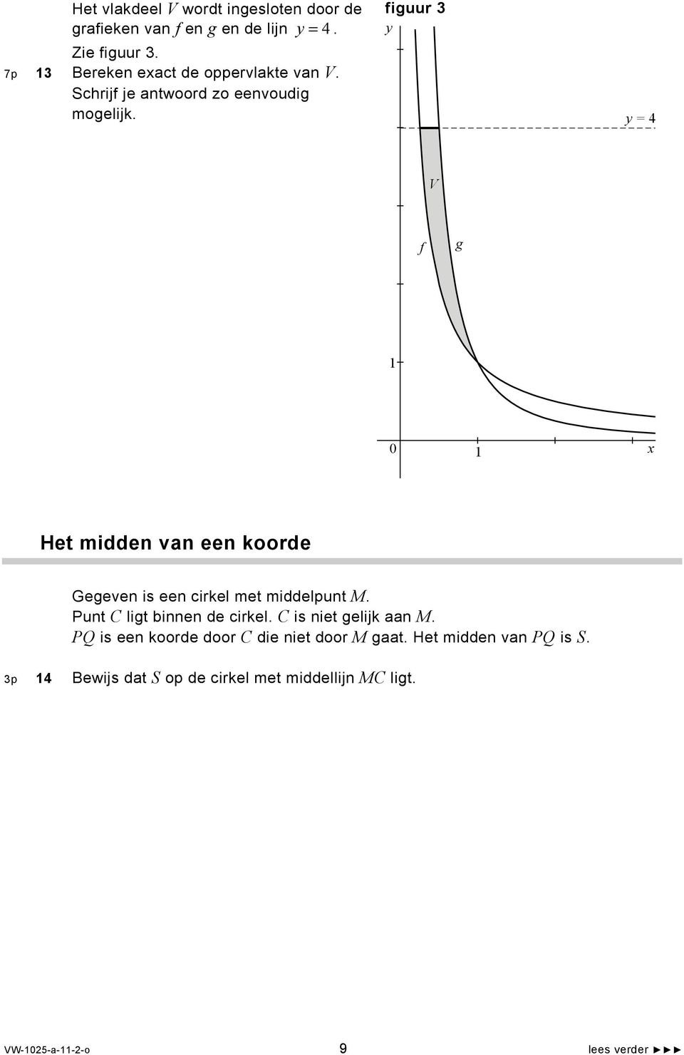 figuur 3 y y = 4 V f g 0 x Het midden van een koorde Gegeven is een cirkel met middelpunt M.