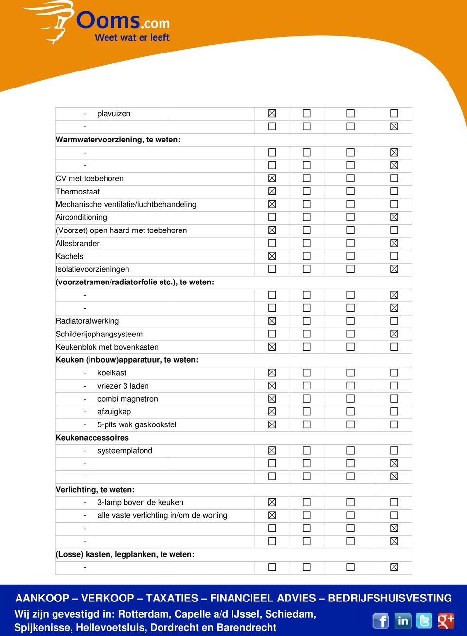 ), te weten: Radiatorafwerking Schilderijophangsysteem Keukenblok met bovenkasten Keuken (inbouw)apparatuur, te weten: koelkast vriezer 3 laden combi magnetron