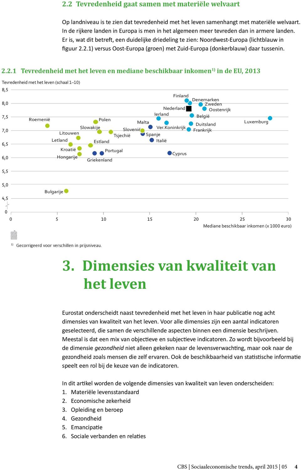 .) versus Oost-Europa (groen) met Zuid-Europa (donkerblauw) daar tussenin.