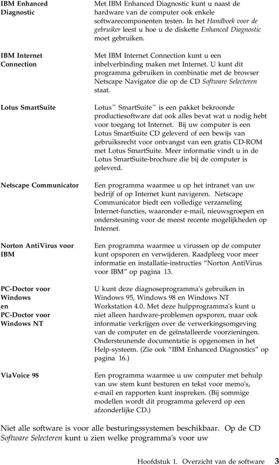 Met IBM Internet Connection kunt u een inbelverbinding maken met Internet. U kunt dit programma gebruiken in combinatie met de browser Netscape Navigator die op de CD Software Selecteren staat.