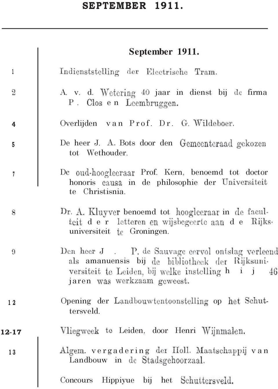 Kern, benoemd tot doctor honoris in de philosophie der te Christisnia.