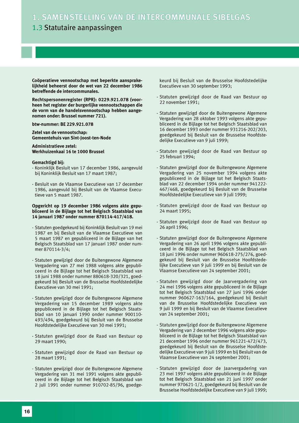 078 (voorheen het register der burgerlijke vennootschappen die de vorm van de handelsvennootschap hebben aangenomen onder: Brussel nummer 721). btw-nummer: BE 229.921.