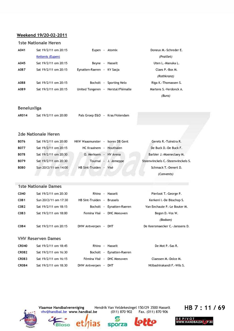 A089 Sat 19/2/11 om 20:15 United Tongeren - Herstal/Flémalle Martens S.-Verdonck A.