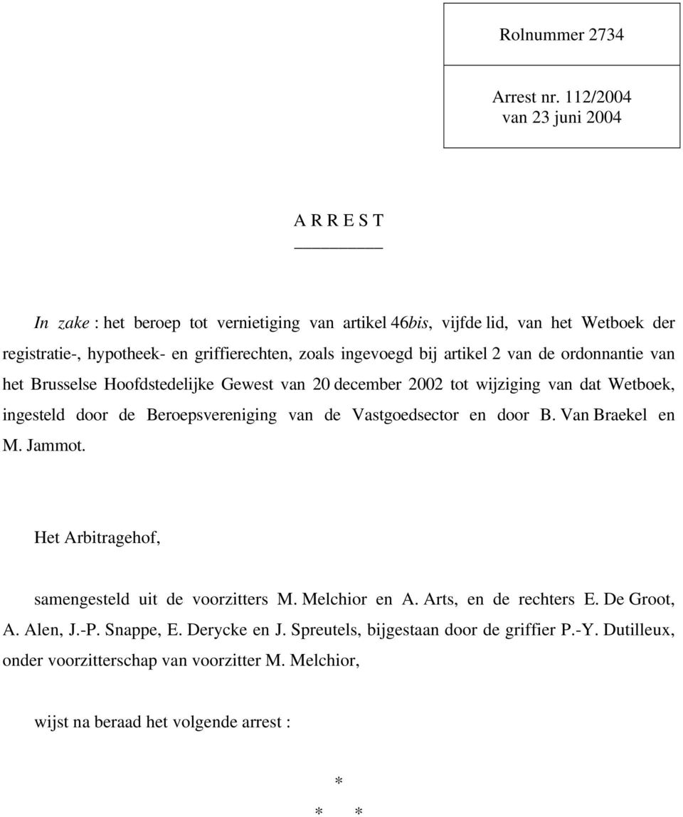 ingevoegd bij artikel 2 van de ordonnantie van het Brusselse Hoofdstedelijke Gewest van 20 december 2002 tot wijziging van dat Wetboek, ingesteld door de Beroepsvereniging van de
