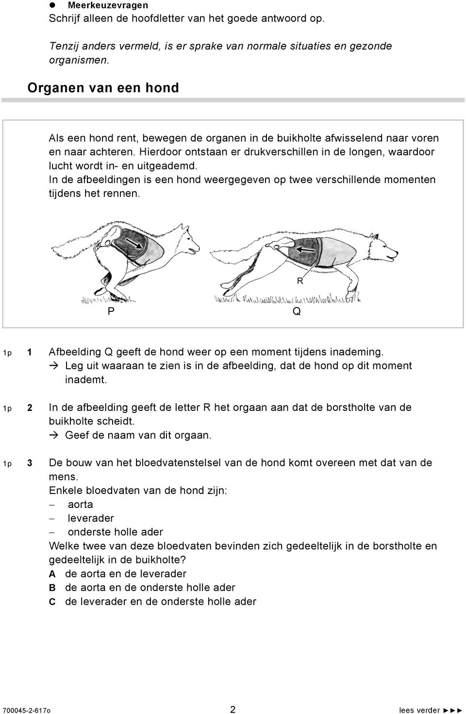 Hierdoor ontstaan er drukverschillen in de longen, waardoor lucht wordt in- en uitgeademd. In de afbeeldingen is een hond weergegeven op twee verschillende momenten tijdens het rennen.