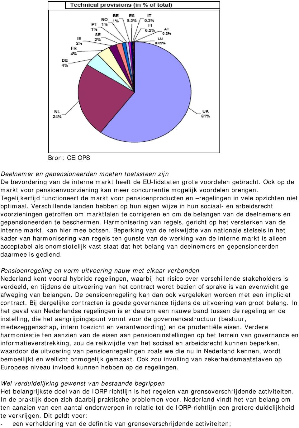 Verschillende landen hebben op hun eigen wijze in hun sociaal- en arbeidsrecht voorzieningen getroffen om marktfalen te corrigeren en om de belangen van de deelnemers en gepensioneerden te beschermen.