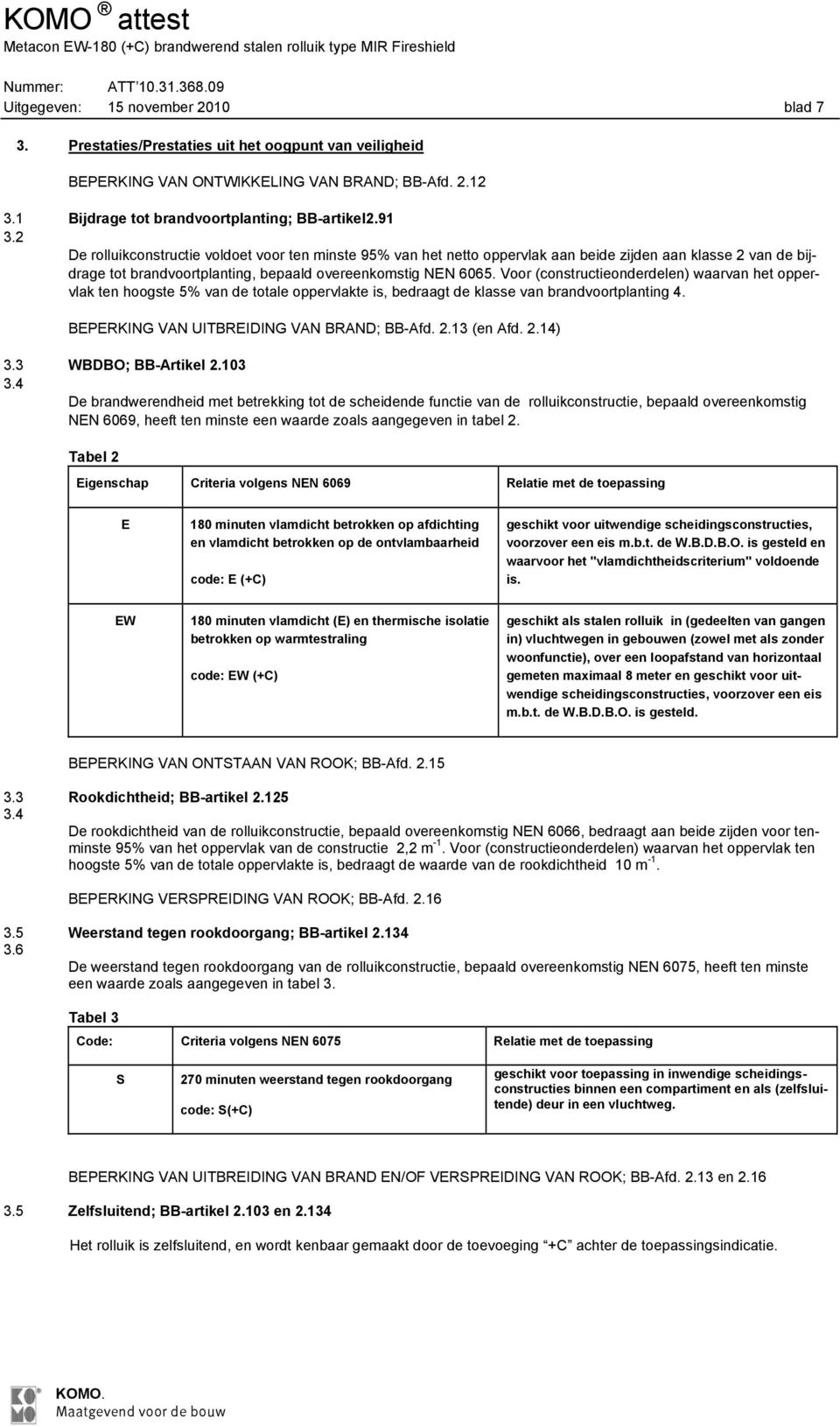 Voor (constructieonderdelen) waarvan het oppervlak ten hoogste 5% van de totale oppervlakte is, bedraagt de klasse van brandvoortplanting 4. BEPERKING VAN UITBREIDING VAN BRAND; BB-Afd. 2.13 (en Afd.