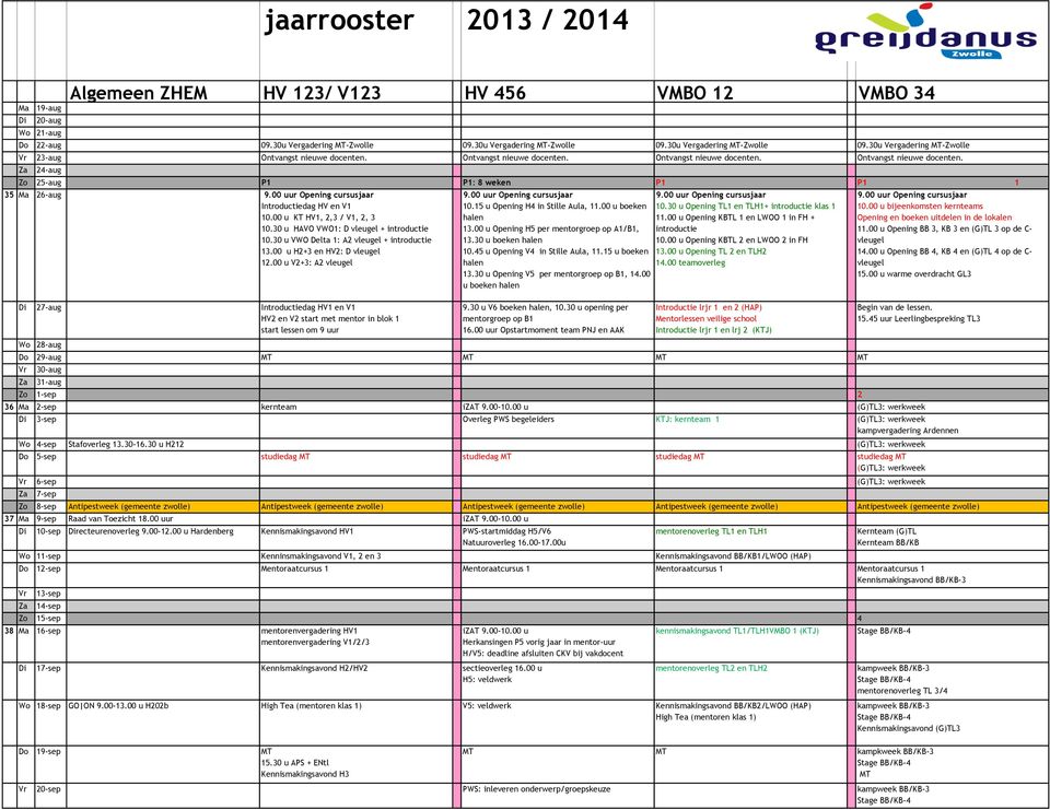 00 u KT HV1, 2,3 / V1, 2, 3 10.30 u HAVO VWO1: D vleugel + introductie 10.30 u VWO Delta 1: A2 vleugel + introductie 13.00 u H2+3 en HV2: D vleugel 12.