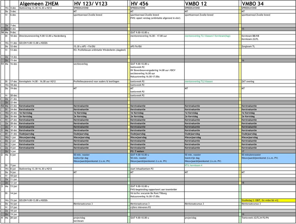 30 u APS + FA/DU APS FA/DU rgteam TL 13-dec H3: Profielkeuze oriëntatie Windesheim (dagdeel) 14-dec 15-dec 16 51 Ma 16-dec sectieoverleg toetsweek P2 HV Bovenbouwvergadering 14.