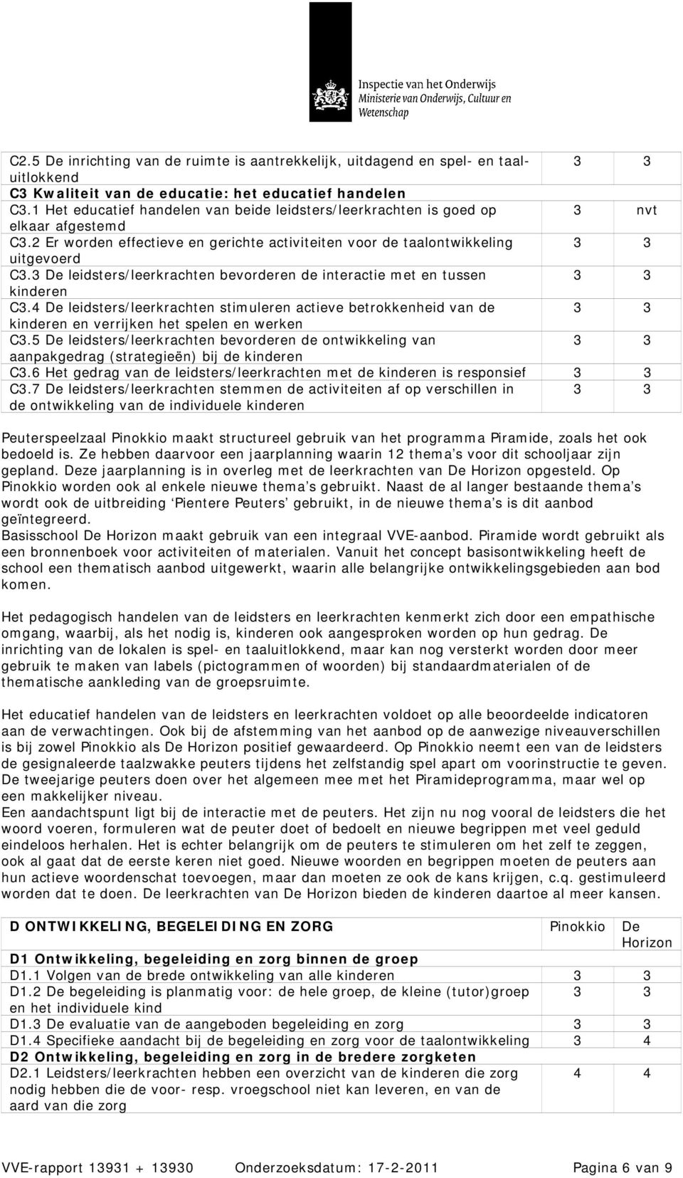 3 De leidsters/leerkrachten bevorderen de interactie met en tussen kinderen C3.4 De leidsters/leerkrachten stimuleren actieve betrokkenheid van de kinderen en verrijken het spelen en werken C3.