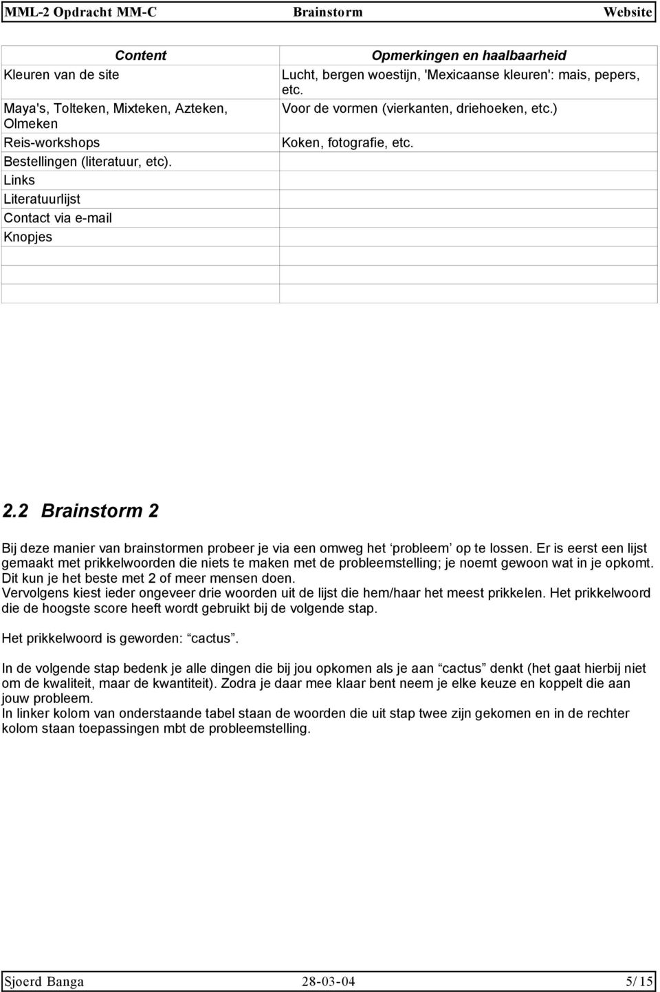 ) Koken, fotografie, etc. 2.2 Brainstorm 2 Bij deze manier van brainstormen probeer je via een omweg het probleem op te lossen.