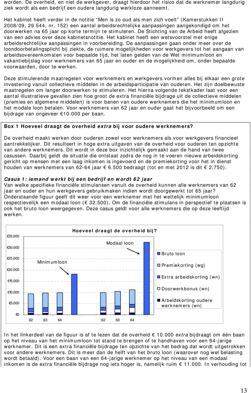 152) een aantal arbeidsrechtelijke aanpassingen aangekondigd om het doorwerken na 65 jaar op korte termijn te stimuleren.