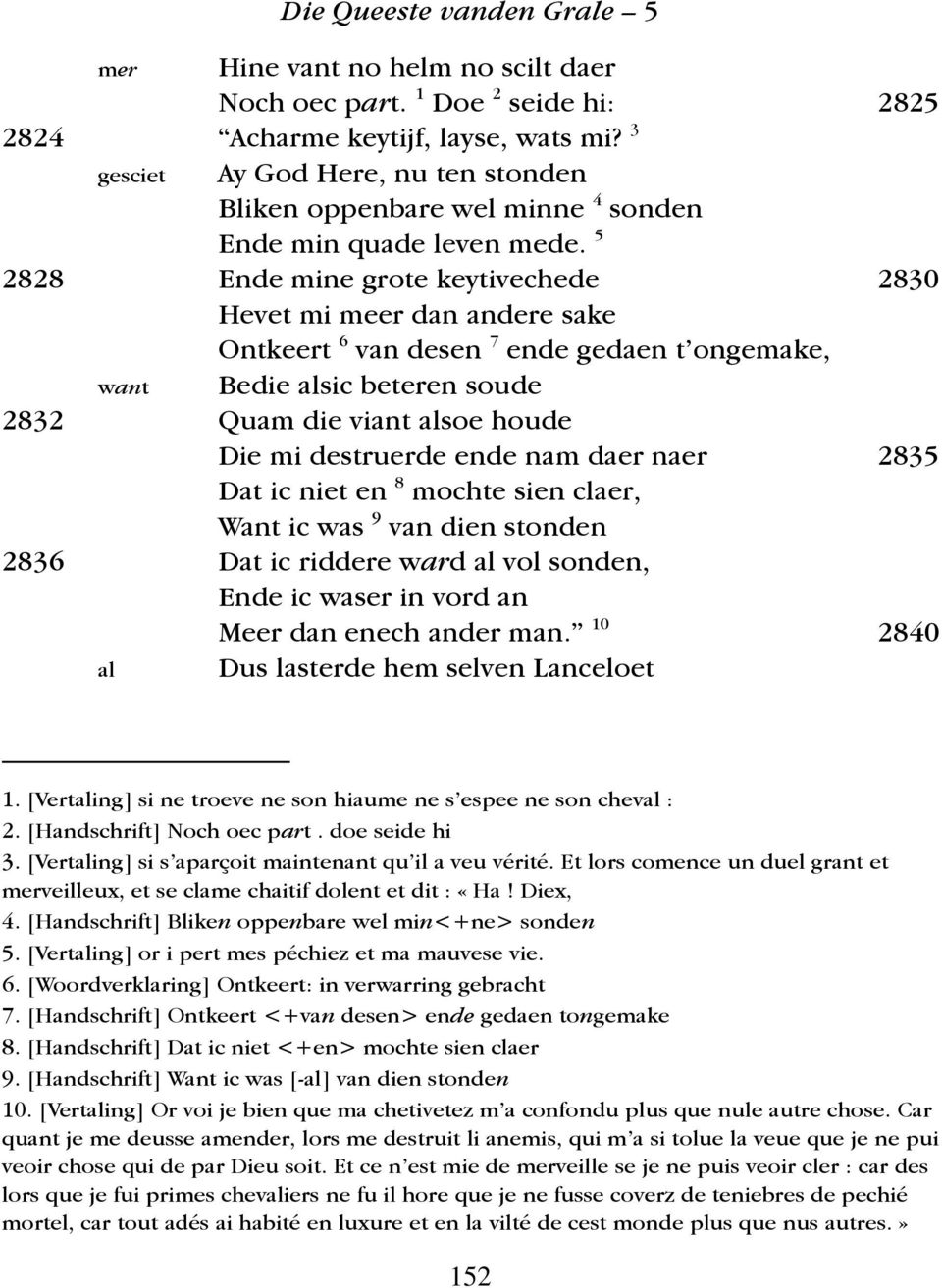 5 2828 Ende mine grote keytivechede 2830 Hevet mi meer dan andere sake Ontkeert 6 van desen 7 ende gedaen t ongemake, want Bedie alsic beteren soude 2832 Quam die viant alsoe houde Die mi destruerde