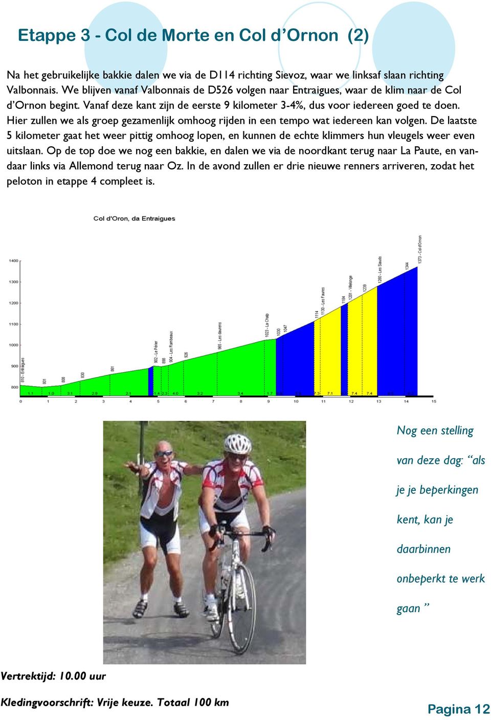 Hier zullen we als groep gezamenlijk omhoog rijden in een tempo wat iedereen kan volgen.