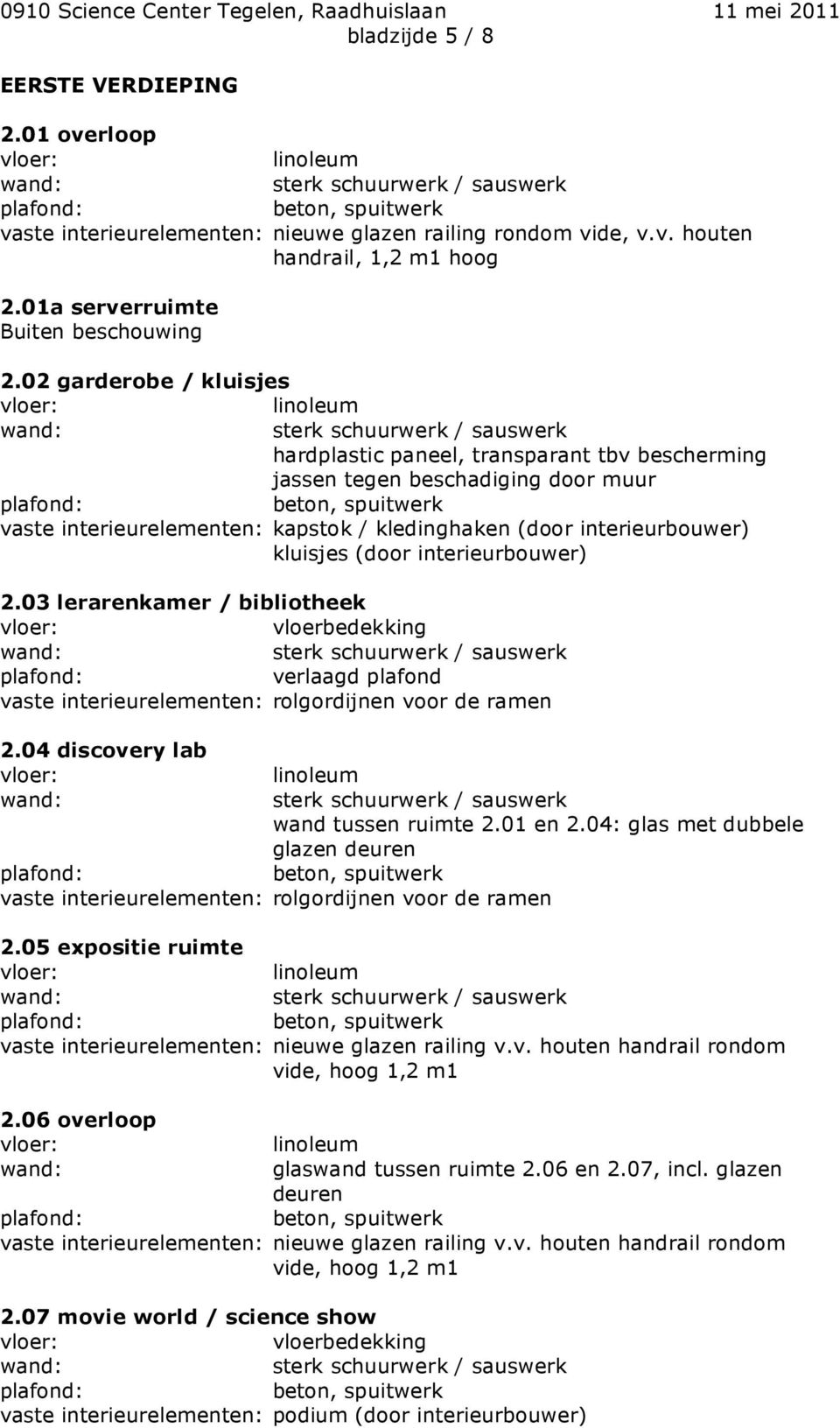 interieurbouwer) 2.03 lerarenkamer / bibliotheek 2.04 discovery lab wand tussen ruimte 2.01 en 2.04: glas met dubbele glazen deuren 2.