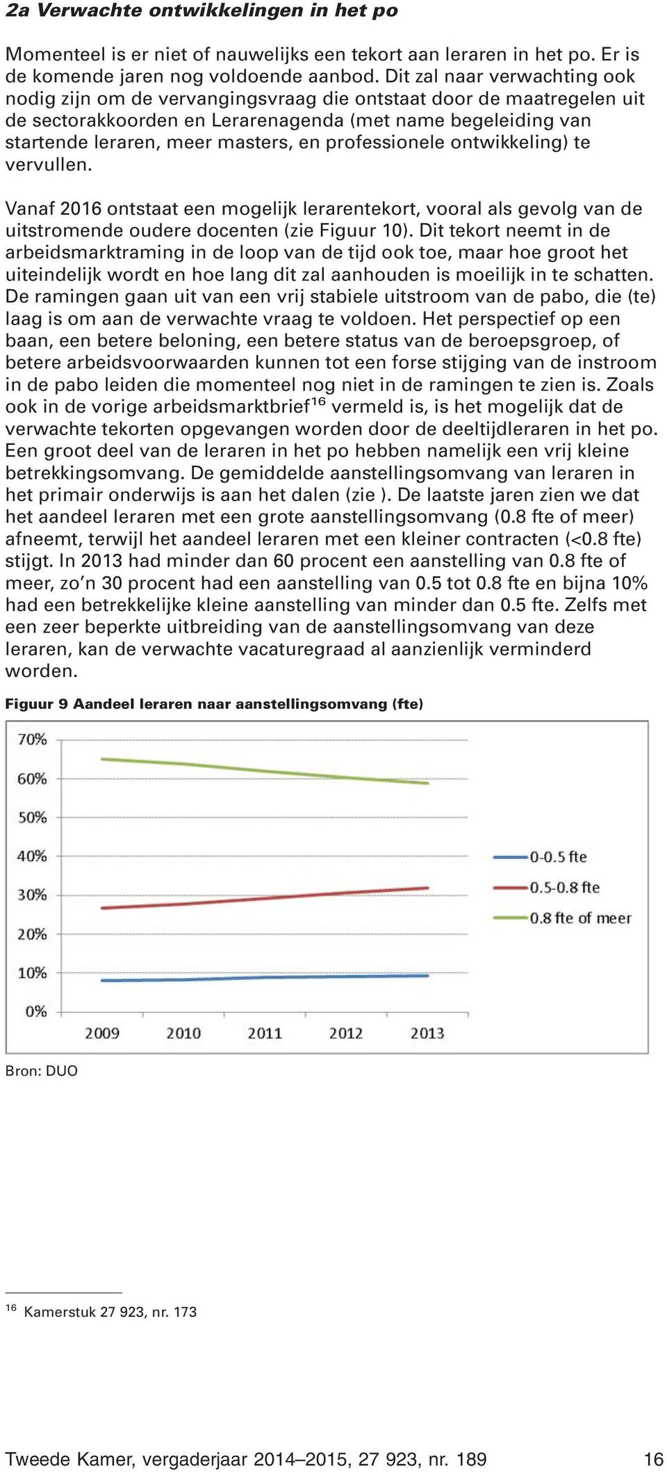 professionele ontwikkeling) te vervullen. Vanaf 2016 ontstaat een mogelijk lerarentekort, vooral als gevolg van de uitstromende oudere docenten (zie Figuur 10).