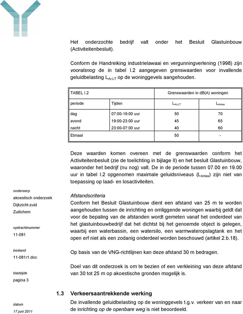 2 Grenswaarden in db(a) woningen periode Tijden L Ar,LT L Amax dag avond nacht 07:00-19:00 uur 19:00-23:00 uur 23:00-07:00 uur 50 45 40 70 65 60 Etmaal 50 - Deze waarden komen overeen met de