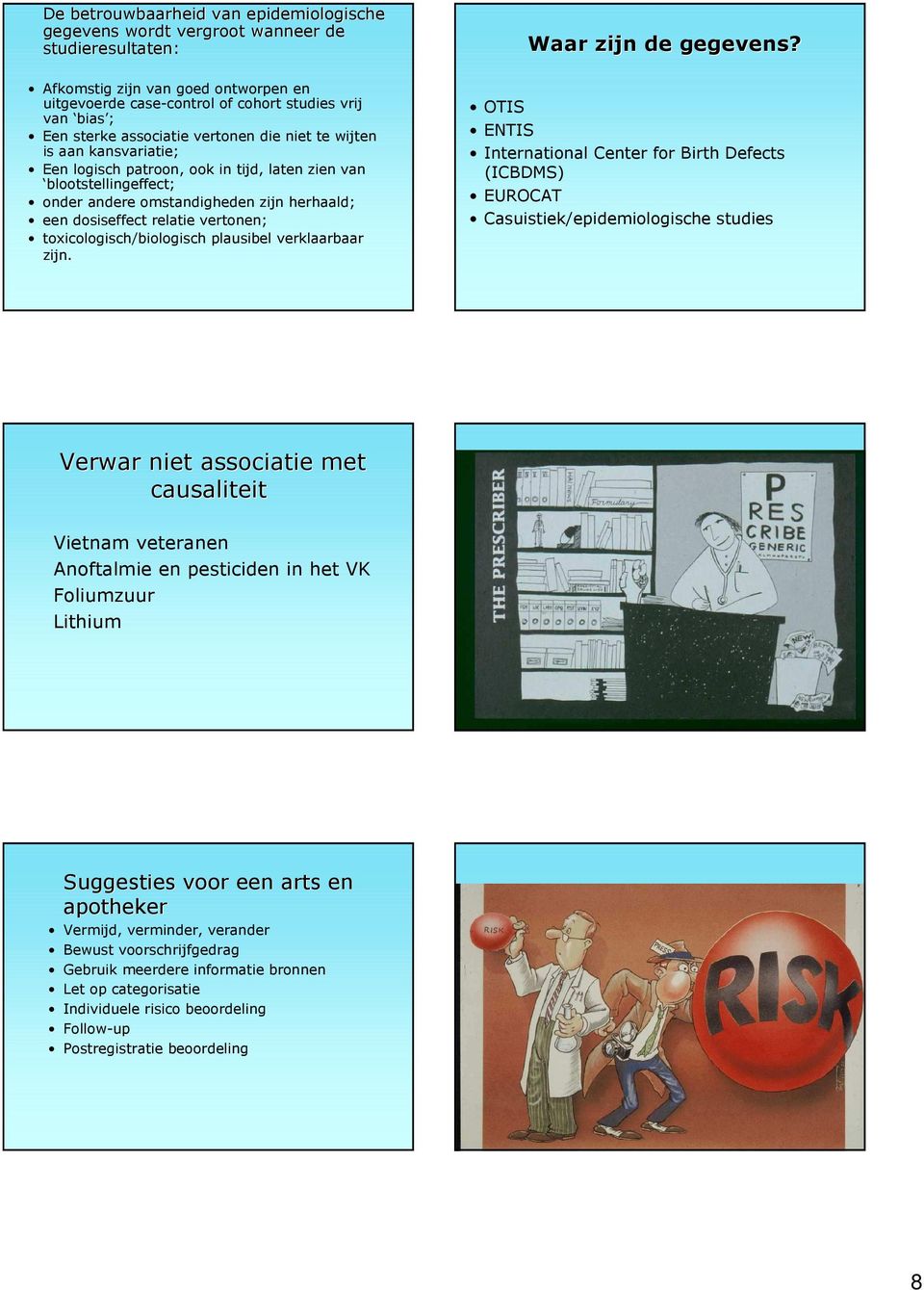 vertonen; toxicologisch/biologisch plausibel verklaarbaar zijn. Waar zijn de gegevens?