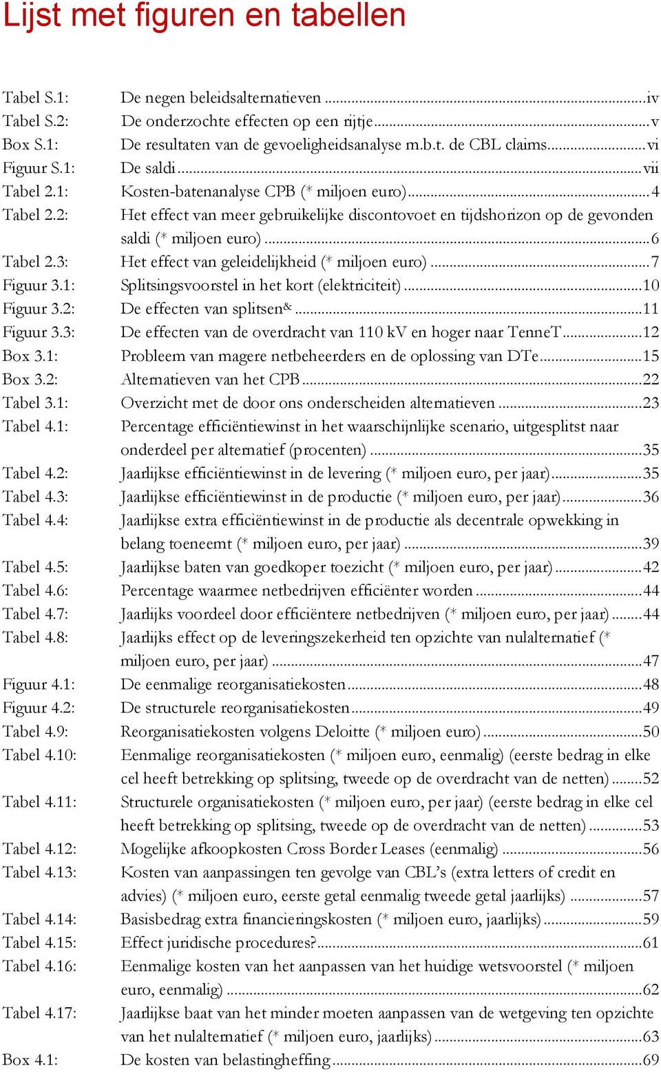 ..6 Tabel 2.3: Het effect van geleidelijkheid (* miljoen euro)...7 Figuur 3.1: Splitsingsvoorstel in het kort (elektriciteit)...10 Figuur 3.2: De effecten van splitsen &...11 Figuur 3.