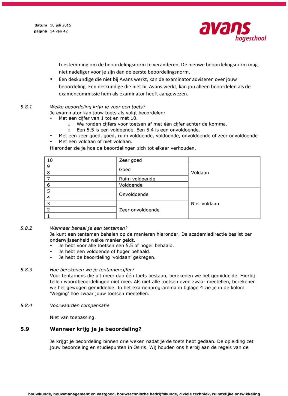 Een deskundige die niet bij Avans werkt, kan jou alleen beoordelen als de examencommissie hem als examinator heeft aangewezen. 5.8.1 Welke beoordeling krijg je voor een toets?