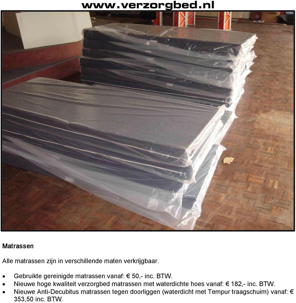 Nieuwe hoge kwaliteit verzorgbed matrassen met waterdichte hoes vanaf: 182,