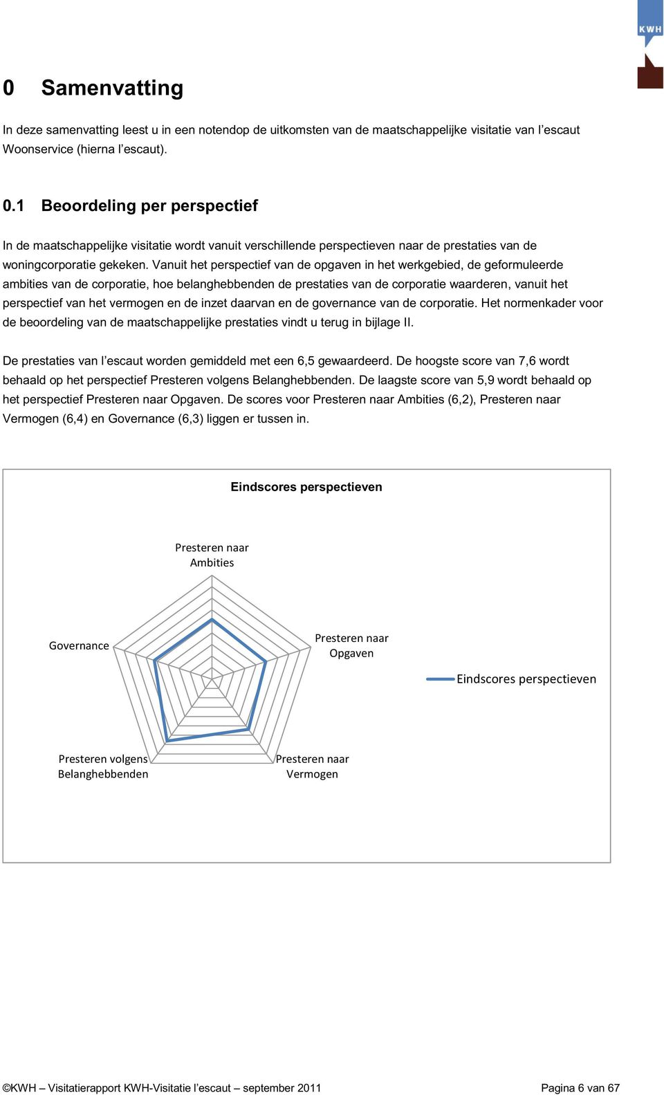 Vanuit het perspectief van de opgaven in het werkgebied, de geformuleerde ambities van de corporatie, hoe belanghebbenden de prestaties van de corporatie waarderen, vanuit het perspectief van het