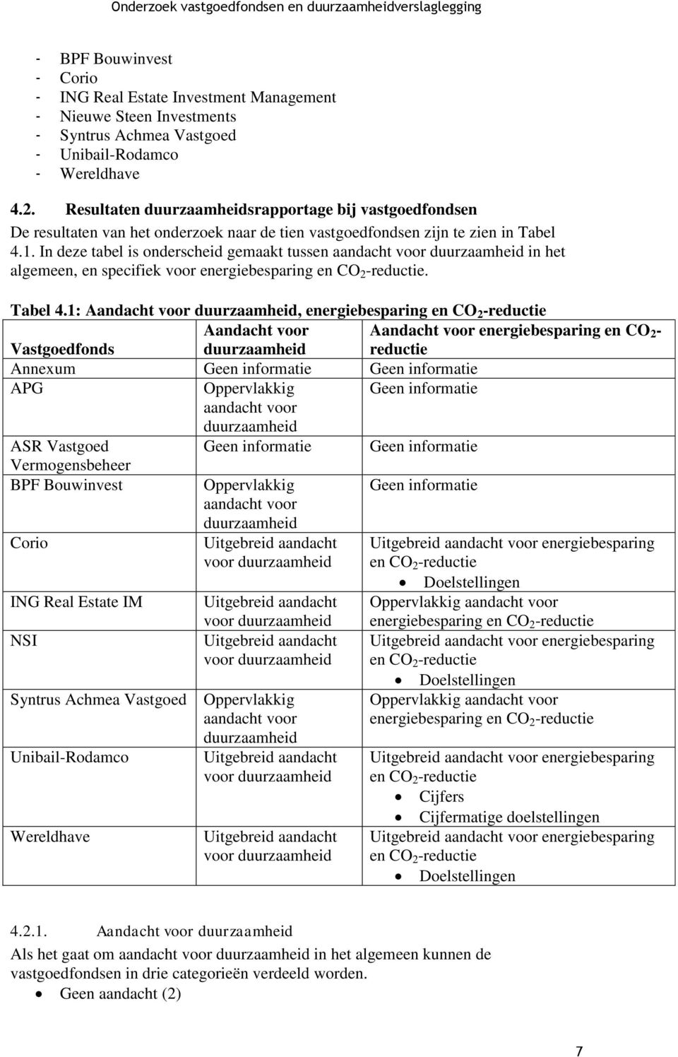 In deze tabel is onderscheid gemaakt tussen aandacht voor duurzaamheid in het algemeen, en specifiek voor energiebesparing en CO 2 -reductie. Tabel 4.