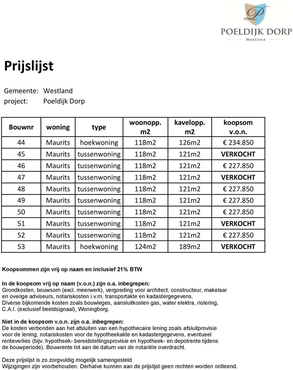 850 49 Maurits tussenwoning 118m2 121m2 227.850 50 Maurits tussenwoning 118m2 121m2 227.850 51 Maurits tussenwoning 118m2 121m2 VERKCHT 52 Maurits tussenwoning 118m2 121m2 227.