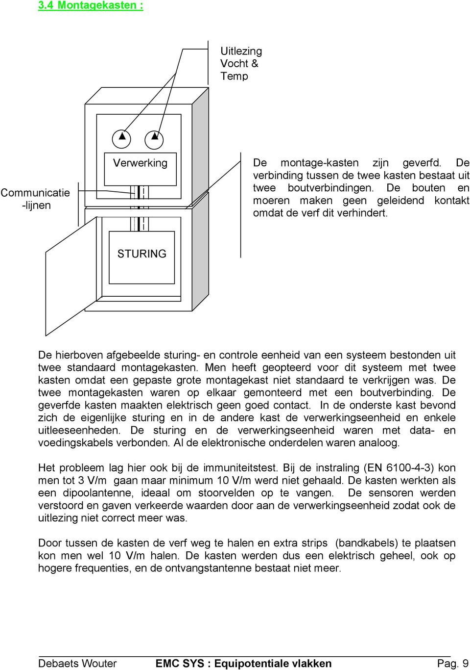 Men heeft geopteerd voor dit systeem met twee kasten omdat een gepaste grote montagekast niet standaard te verkrijgen was. De twee montagekasten waren op elkaar gemonteerd met een boutverbinding.